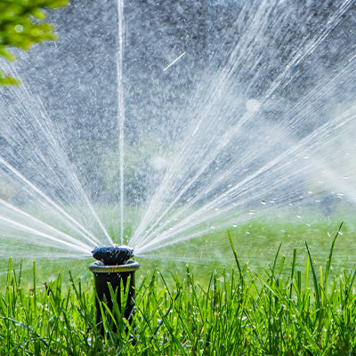 Outdoor Irrigation System Watering Grass