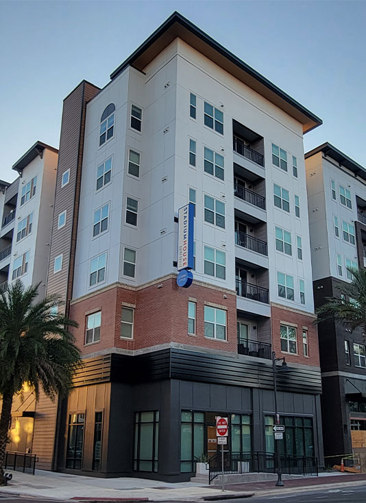 Exterior of student housing building